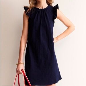 Boden Women’s Georgina Pom Ruffle Sleeveless Dress | Navy Blue | US 2R
